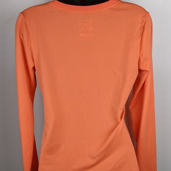 The Nike Tee Women's Orange V Neck Long Sleeve Top - Picture 7 of 8